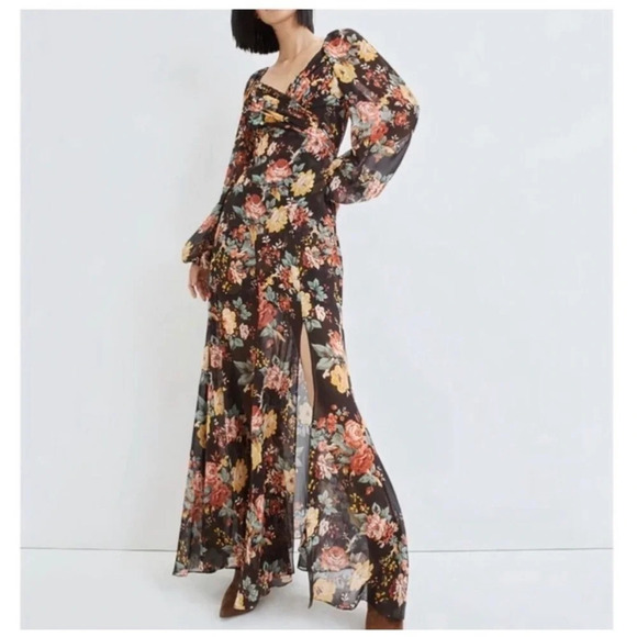 Veronica Beard Maxi Silk Floral Long-Sleeve Avani Dress Size 0 NWOT